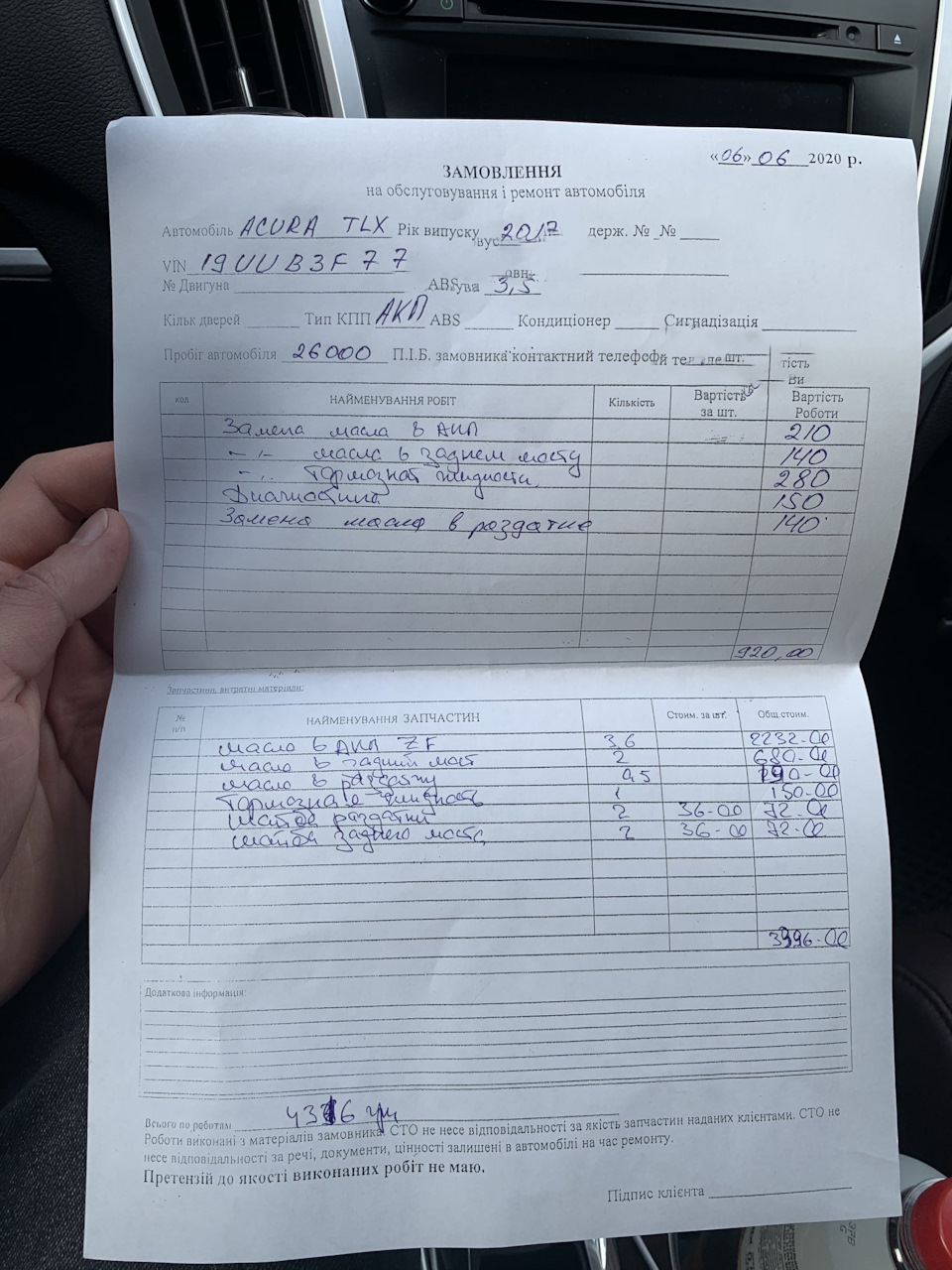 Заміна рідин за регламентом 2