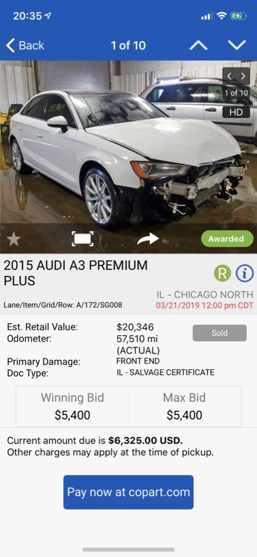 Покупка авто на Copart Чикаго 4