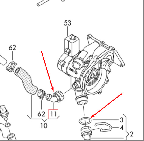 Що потрібно для заміни термостата та чищення впускного колектора Audi A3 8V, EA888 gen3? 2