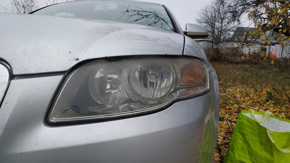 №48 LED лапочки в габарити + бюджетне полірування фари (audi a4b7) 4