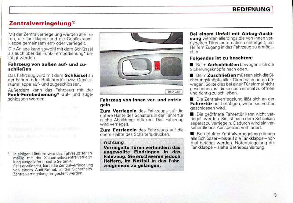 Додаткові інструкції з експлуатації Audi A4 B5 Avant_Технічні зміни 5