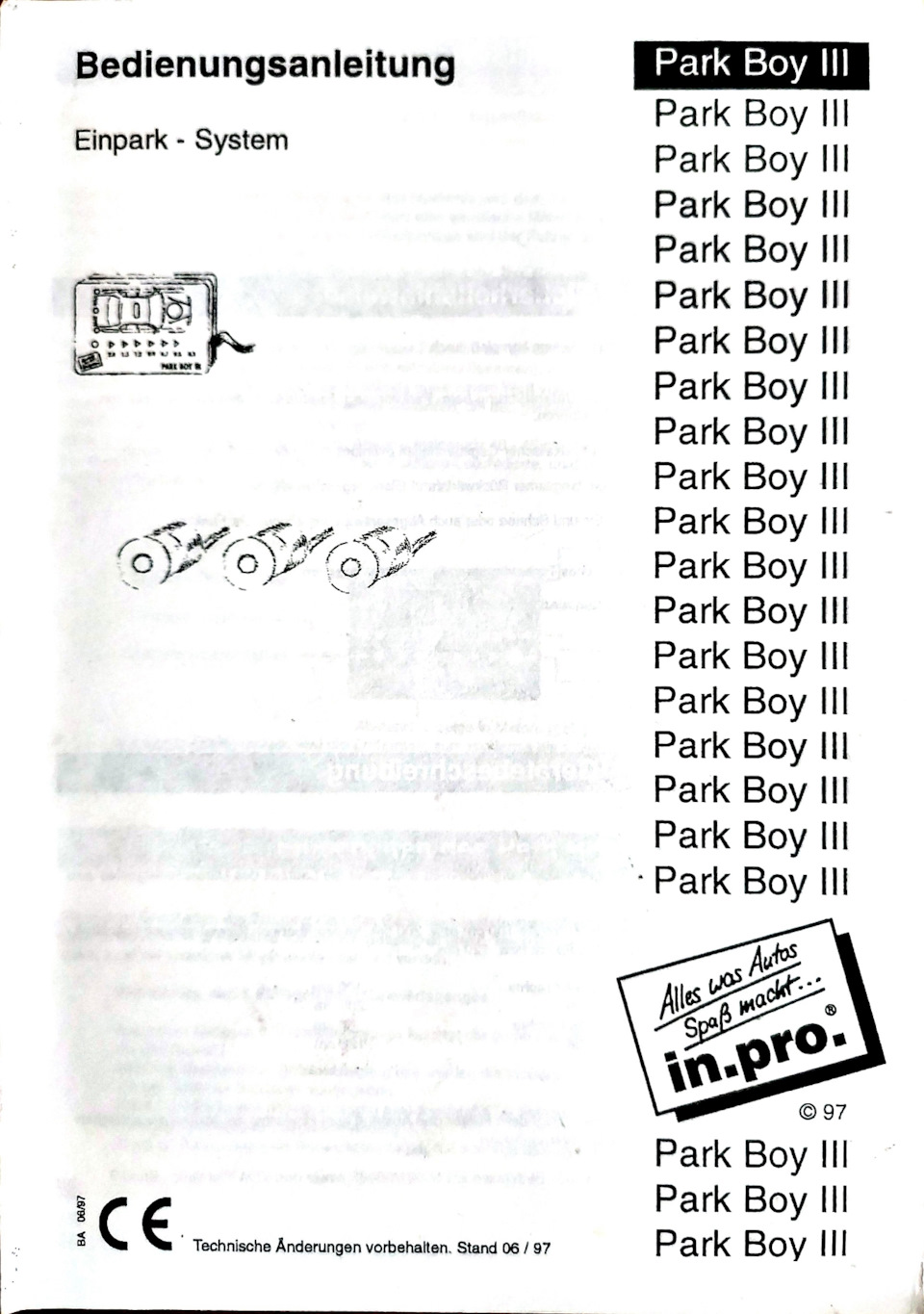 Посібник з паркувальної системи ParkBoy III 1