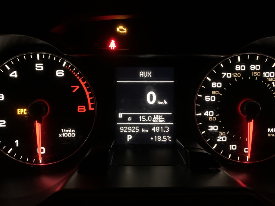 Переклад витрат палива миль/галон в л/100км (mpg в liter/100km) Audi A4 B8 2014 USA 1