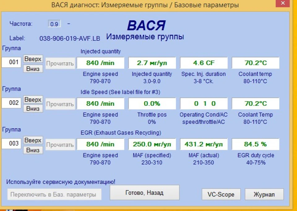 Тріє AWX 1.9 TDI після заміни двигуна показники Вася