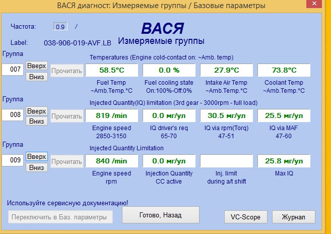 Тріє AWX 1.9 TDI після заміни двигуна показники Вася 3