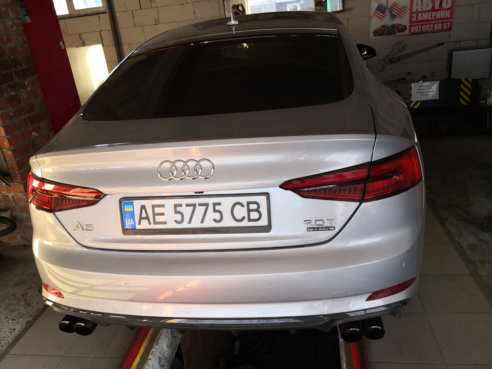 Вихлоп A5b9 Sportback : Даунпайп + заслінки + Akrapovic 4