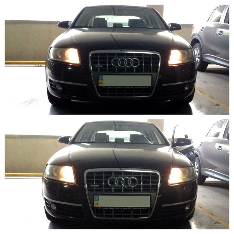 Заміна ламп ДХО (DRL) на помаранчеві PY21W, габарити Osram Cool Blue W5W 4200K Audi A6 4F C6