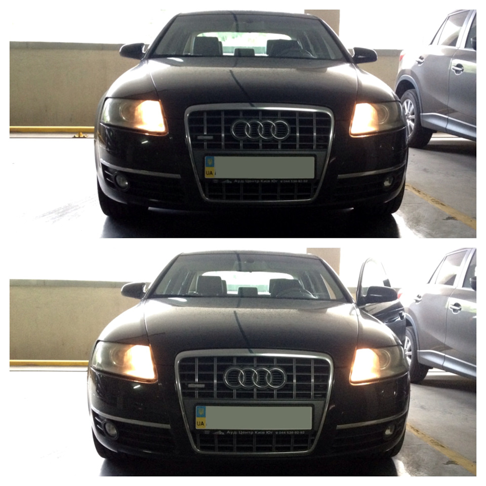 Заміна ламп ДХО (DRL) на помаранчеві PY21W, габарити Osram Cool Blue W5W 4200K Audi A6 4F C6 1