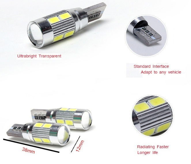 Заміна габаритних лампочок (установка світлодіодних) T10 5630 10SMD W5W 12В 1