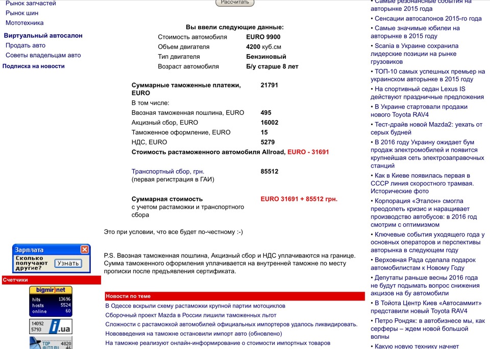 Цена Allroad 4.2 в Европе 3
