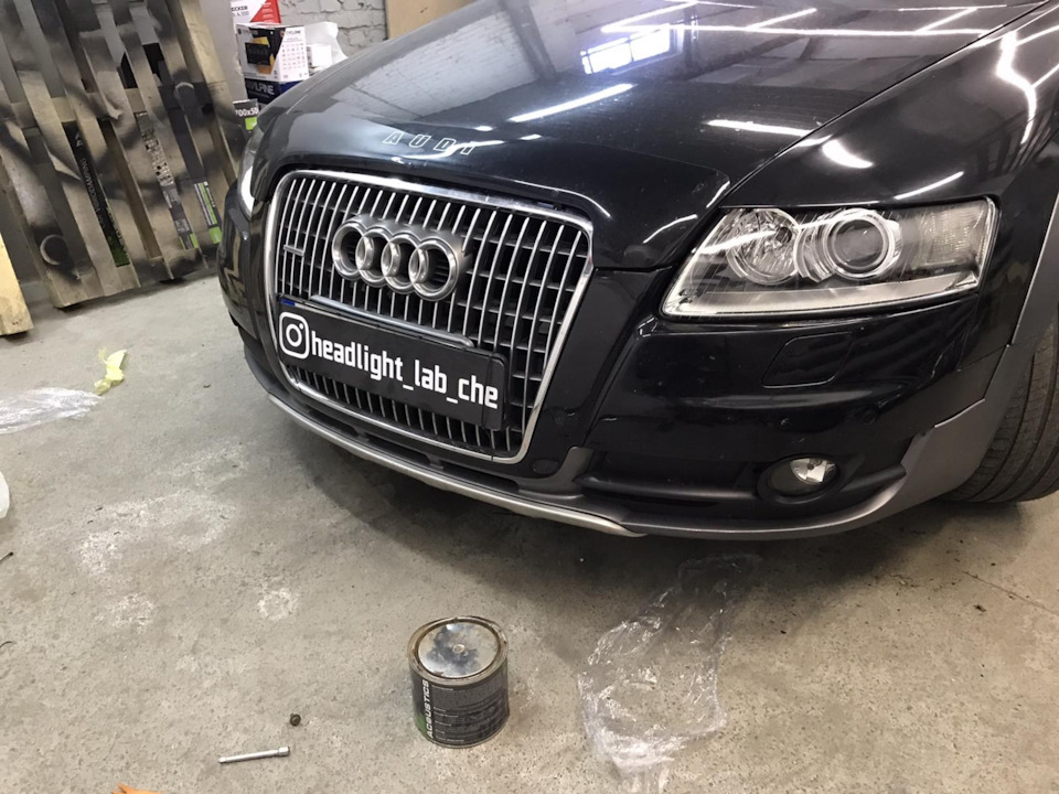 Заміна скла передньої оптики audi a6 c6 Allroad asb + заміна ламп на недорогі Torssen 3