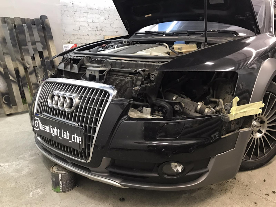 Заміна скла передньої оптики audi a6 c6 Allroad asb + заміна ламп на недорогі Torssen 5