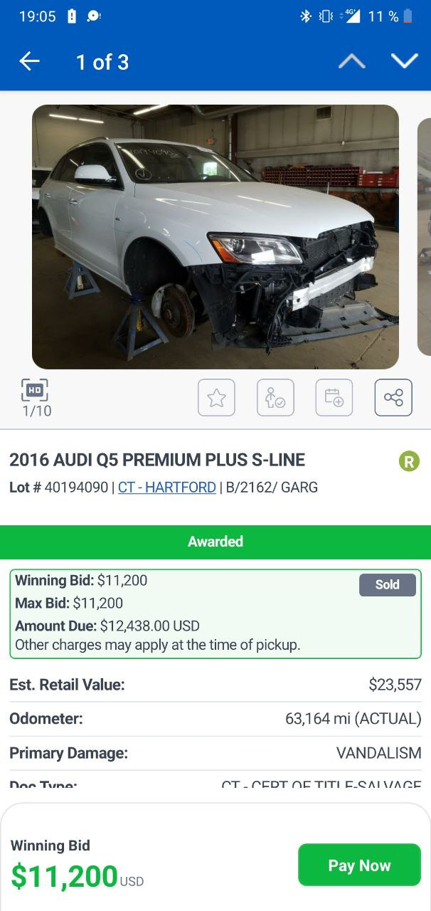 Купівля на Copart та пригін зі США audi q5 3.0 tfsi 3