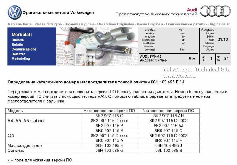 Audi Q5 2012 масловідділювач та версія ПЗ двигуна 3