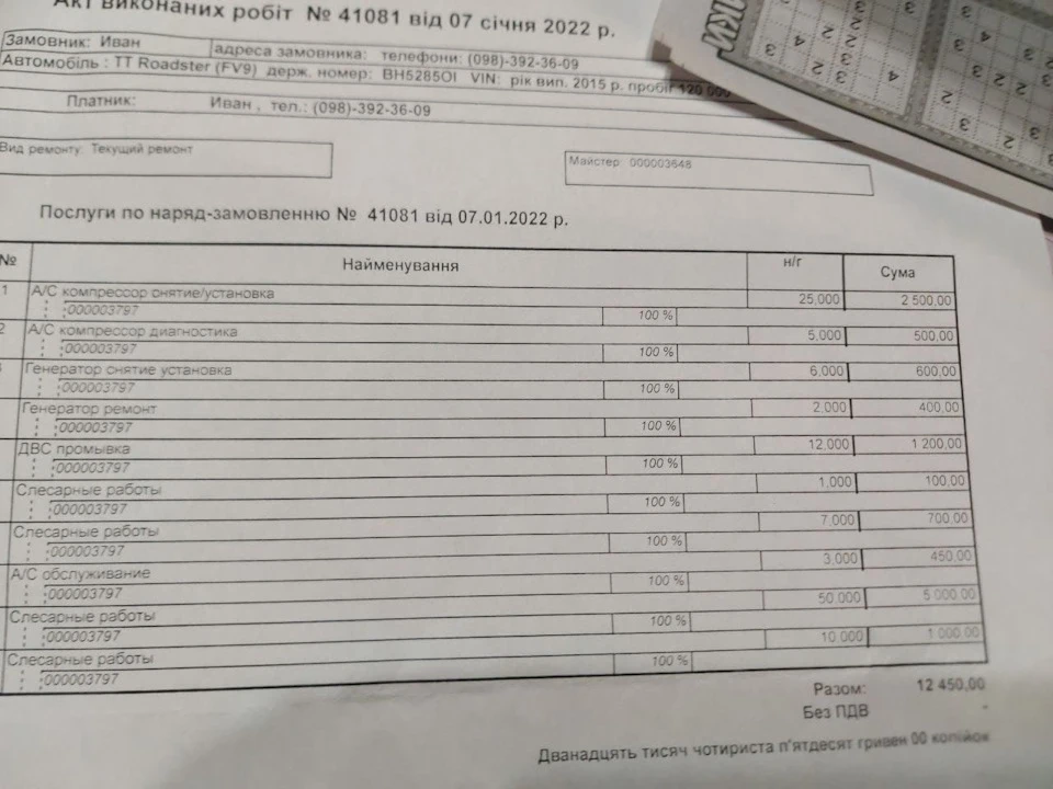 UPDATE попереднього запису виконані роботи
