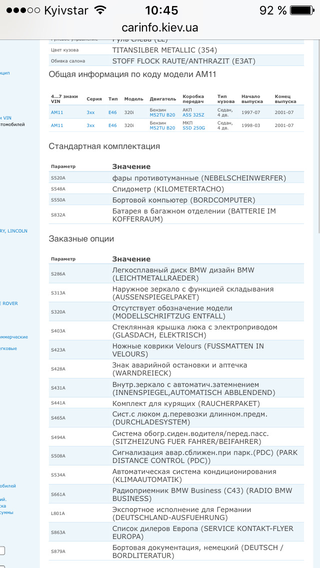 Моя комплектація під час покупки авто 1