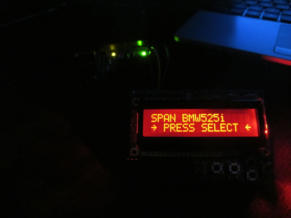 ЖК у квітах BMW. Arduino + Adafruit i2C RGB Pi plate 1