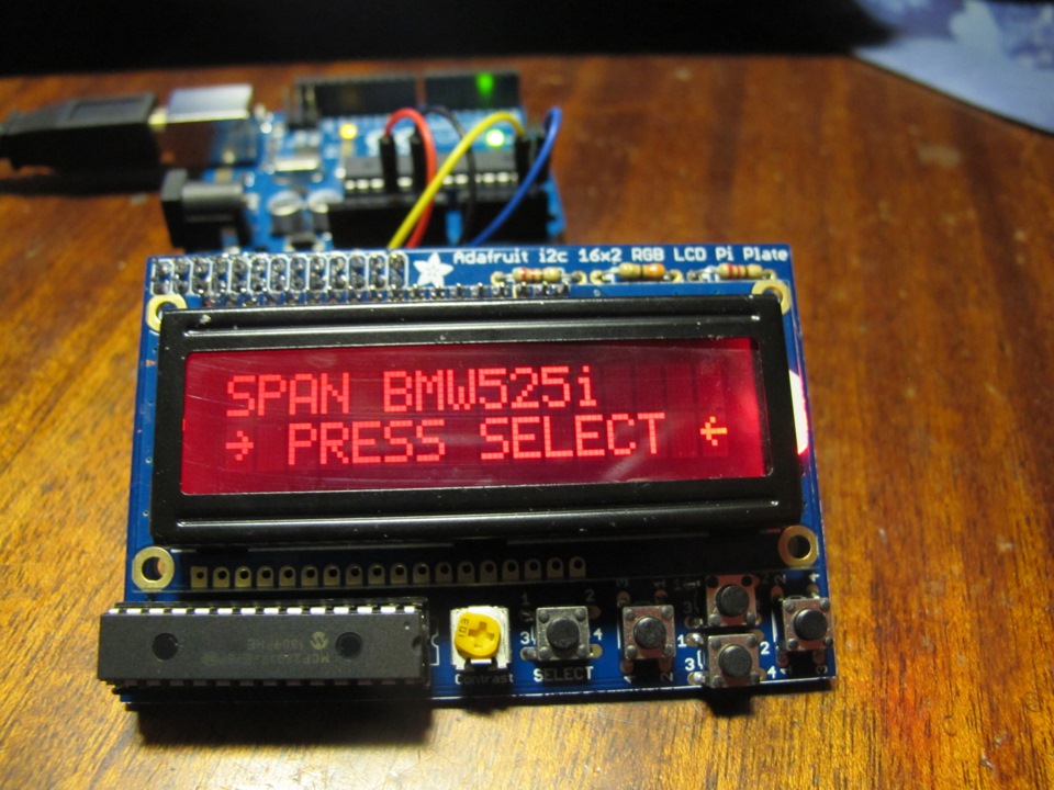 ЖК у квітах BMW. Arduino + Adafruit i2C RGB Pi plate 2