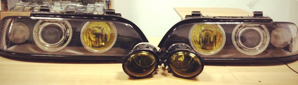 ДТП це початок тюнінгу (bmw e39 yellow headlights) 1