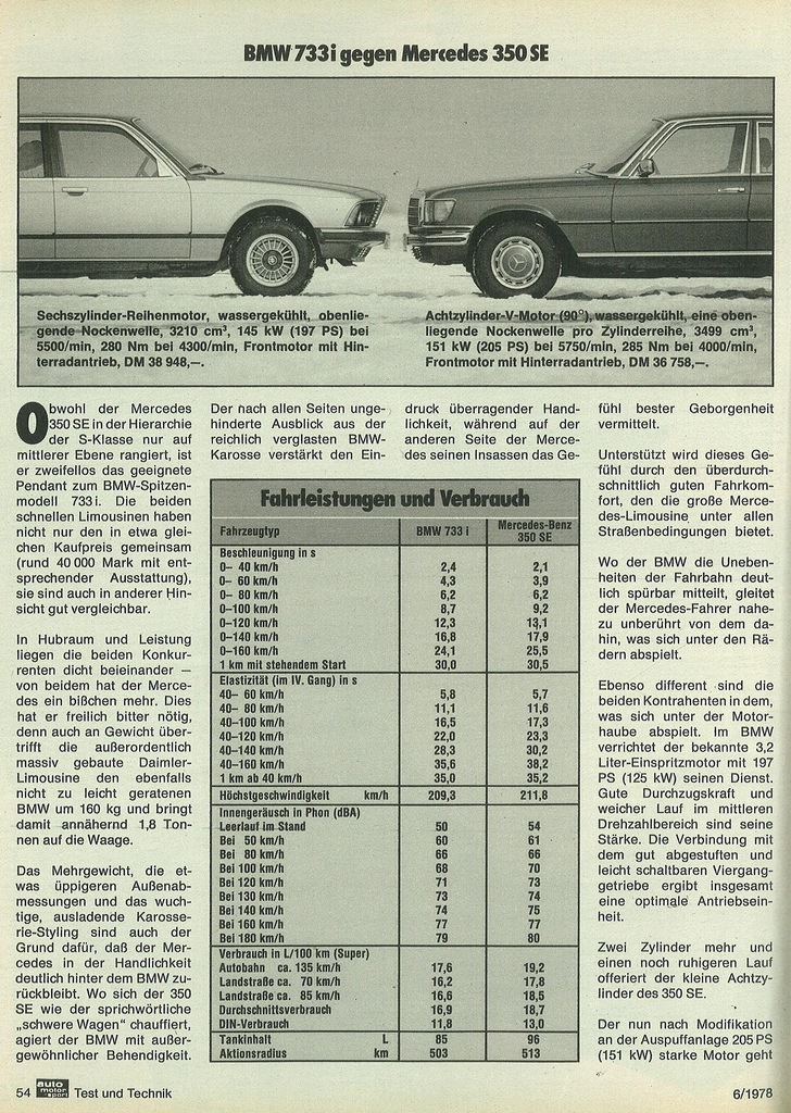 BMW e23 проти Mercedes W116 5