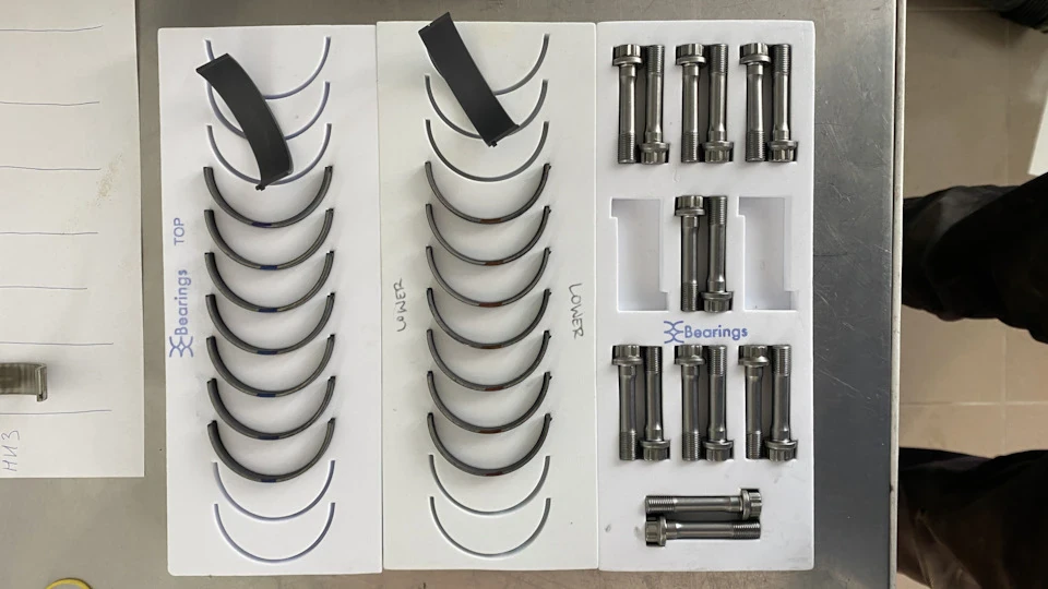 BE bearings вкладиші, ARP болти