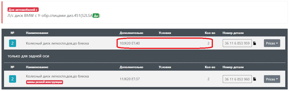 А чому BMW на F15 не має одношироких R20? 4