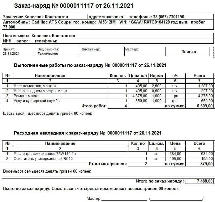 Ремонт мосту (заднього редуктора) Cadillac ATS 2.0, CTS 2.0, Chevrolet Camaro 2.0 3