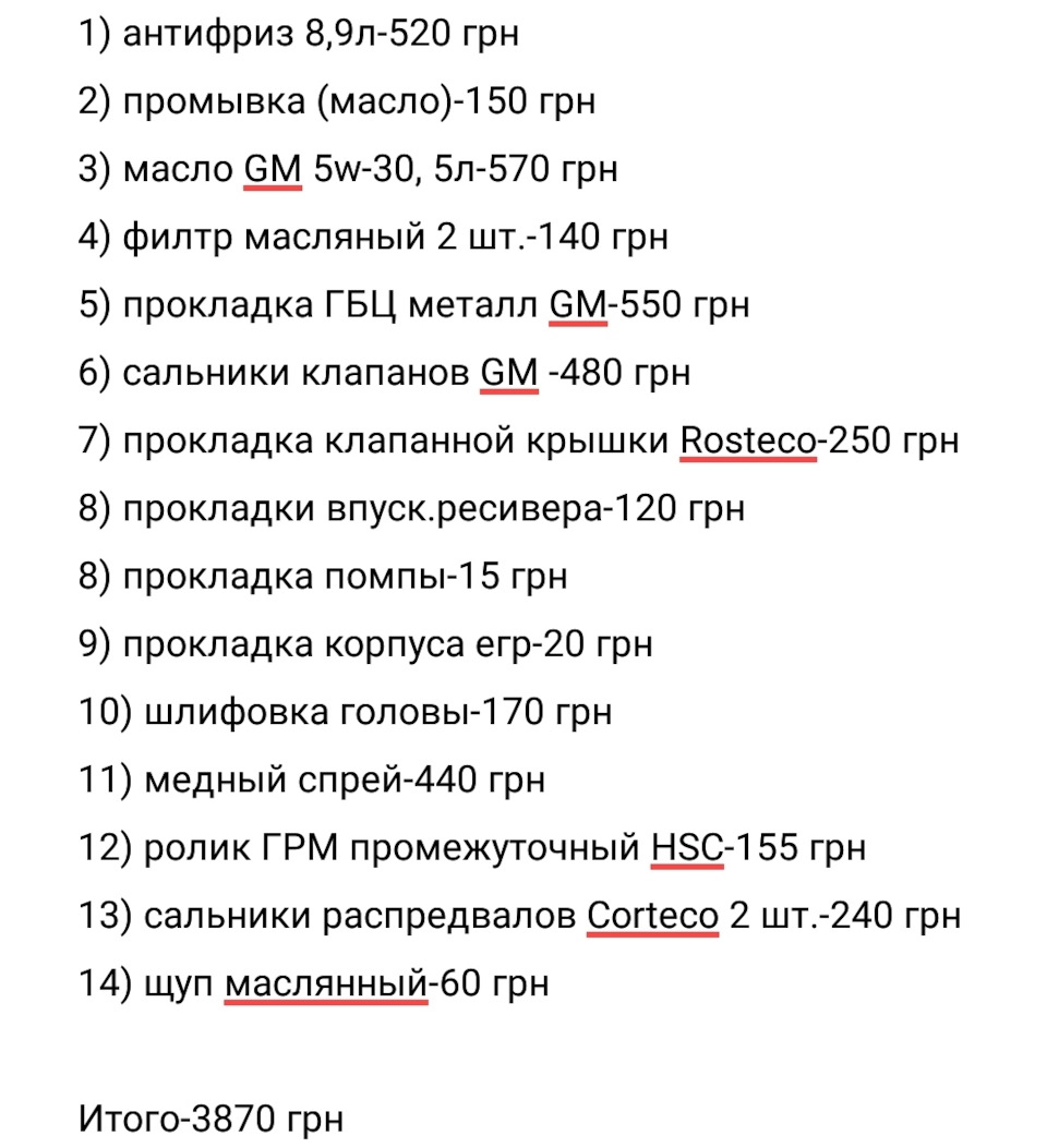 Заміна прокладки ГБЦ GM 2