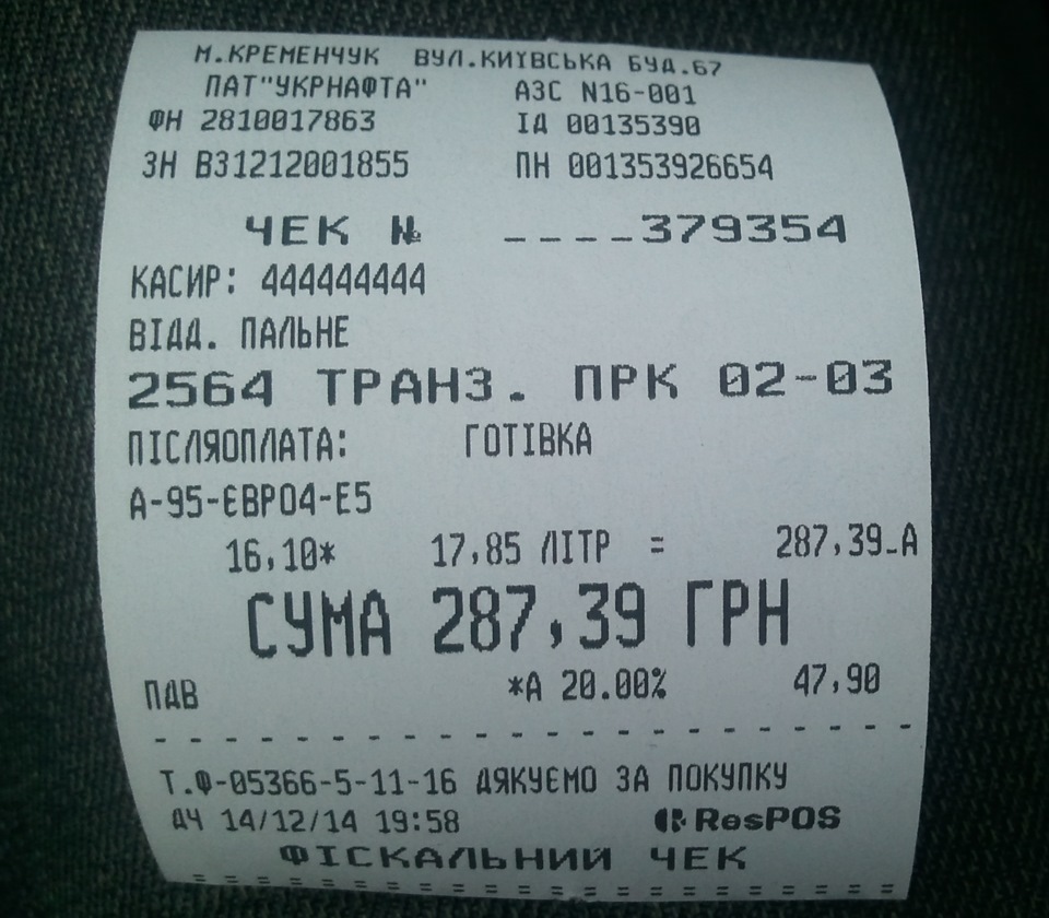 Перші спостереження щодо витрат на бензин. 2