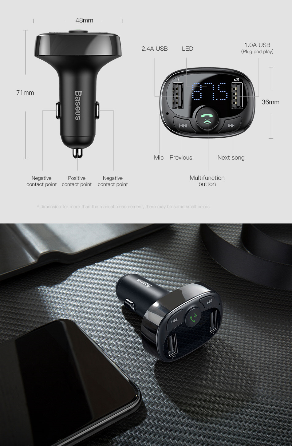 Baseus Bluetooth fm-передавач 1