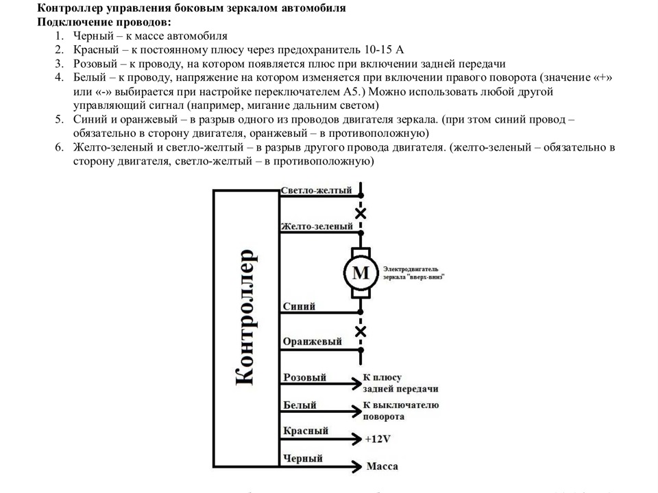 Встановлення та налаштування контролера опускання дзеркала при паркуванні 1