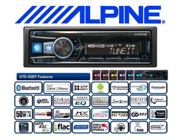 Установка магнітоли Alpine UTE-92BT + підсилок із сабом 1