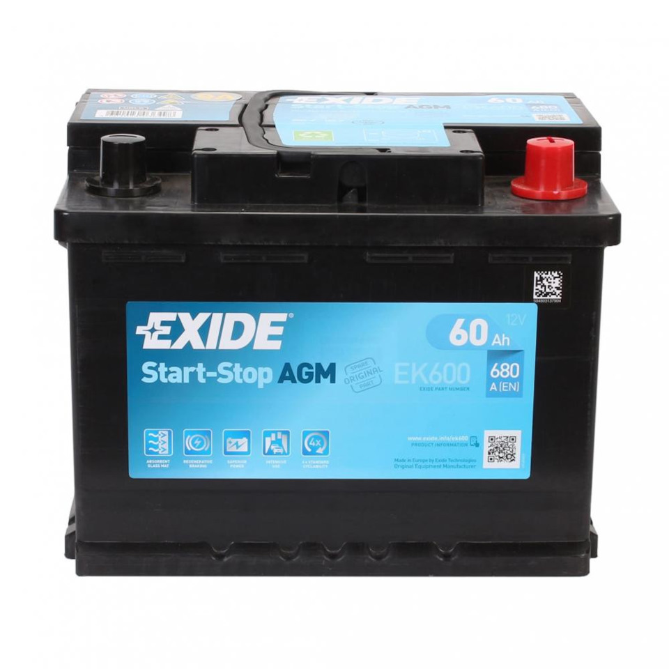 новий акум 12 вольт AGM Exide EK600 1