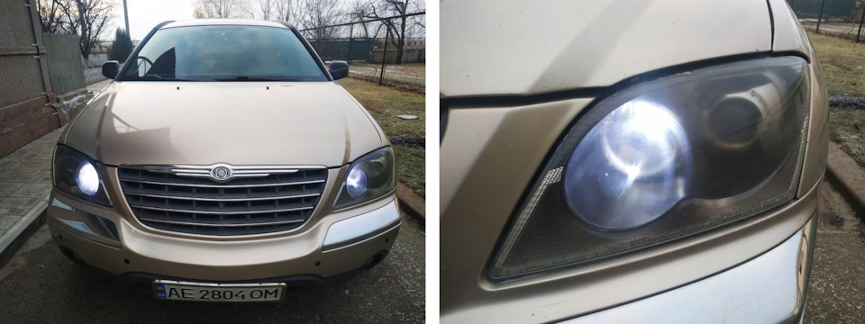 Фари частина 1 Поліровка фар та LED в ксенонову лінзу Chrysler Pacifica 1