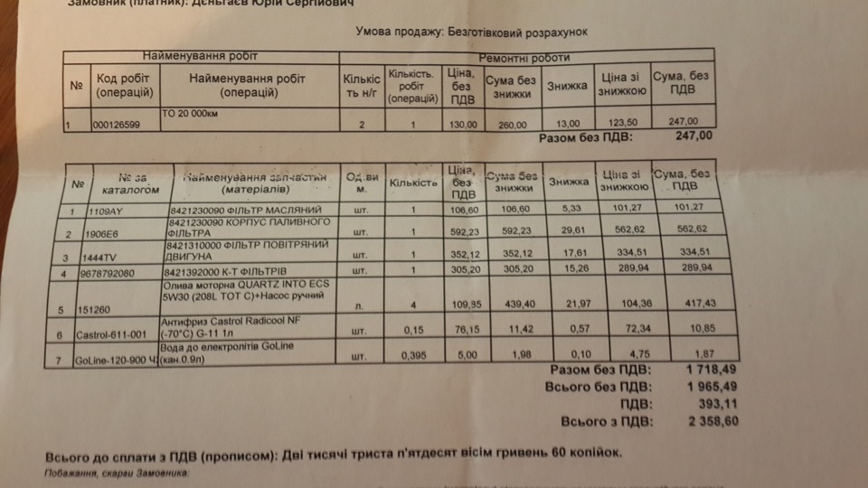Планове ТО - 20 тис 2