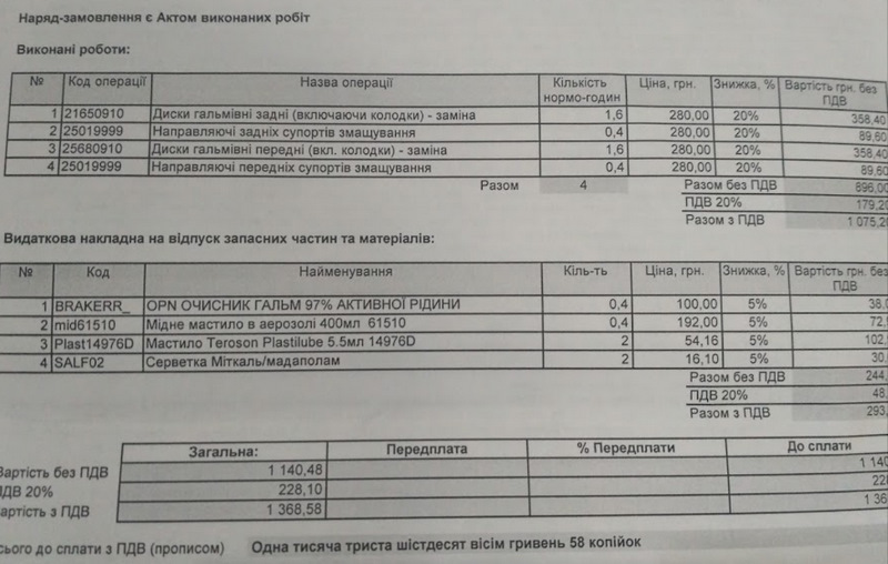 Заміна всіх гальмівних дисків 5