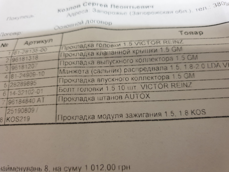 Заміна прокладки ГБЦ 4