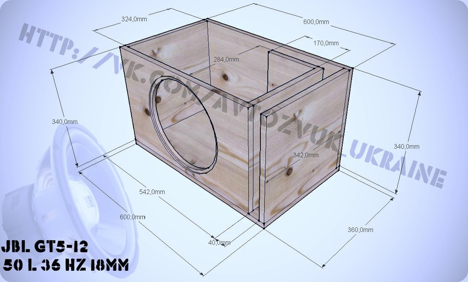 Новий короб під JBL GT5-12 (50L 36 Hz 16mm) 2