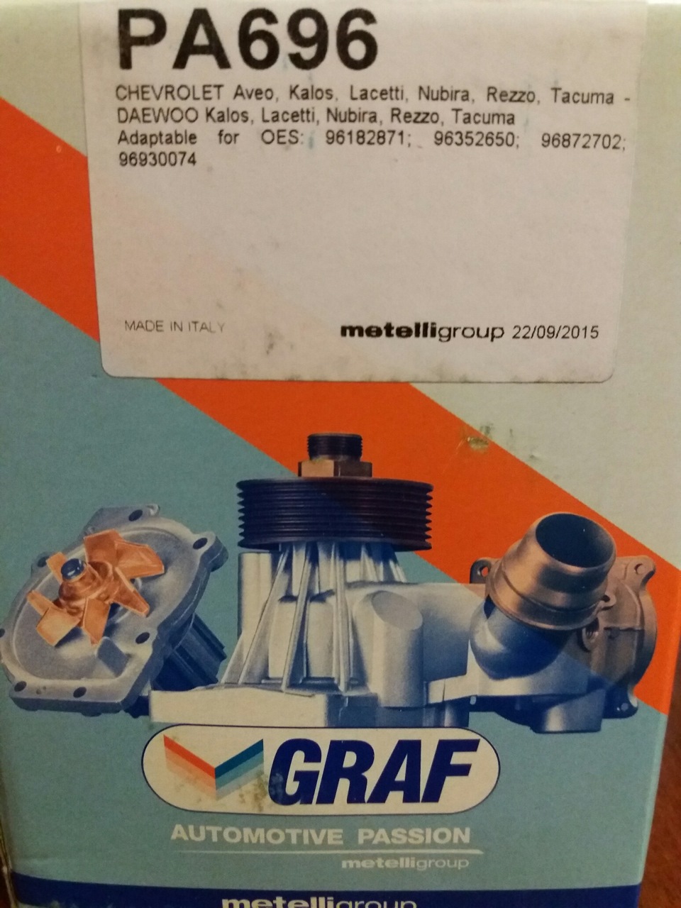 Помпа Graf PA696 для Нубіра 1,6 1