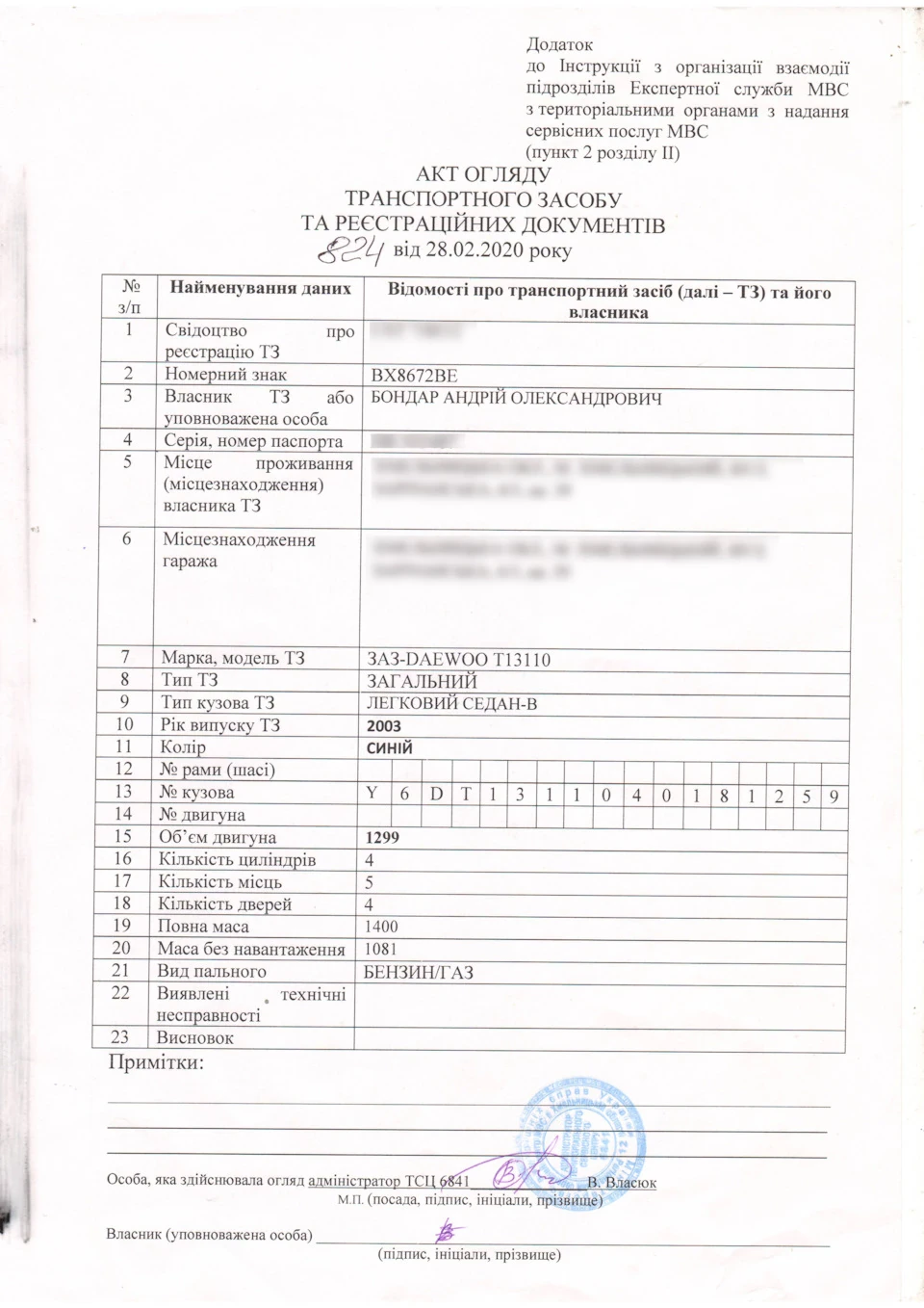 Реєстрація двигуна A15SMS. Зареєстрований ксенон з лінзами. Як узаконити СВАП Daewoo Sens/Lanos