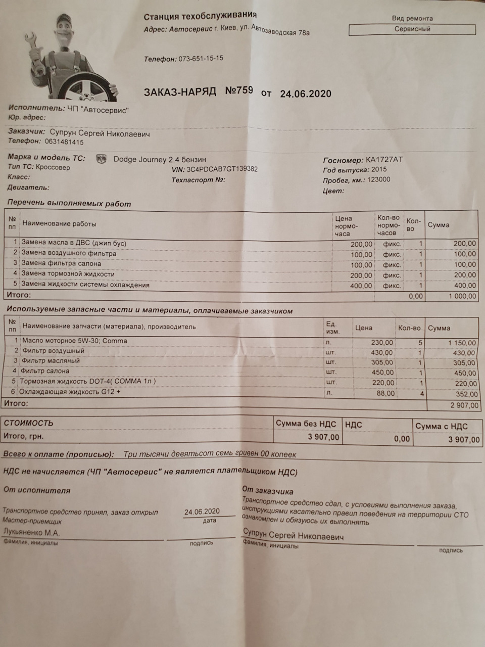 1-е ТО після покупки 1