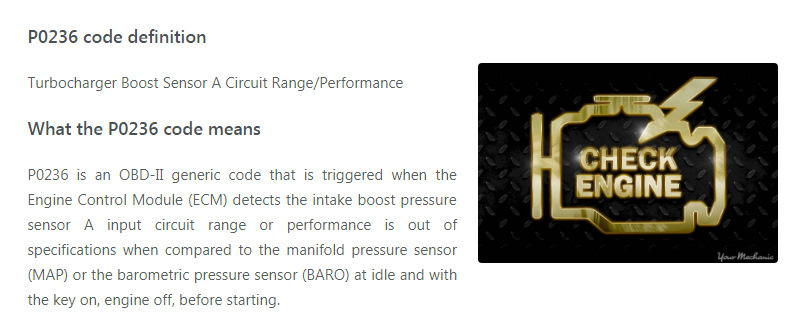 What the P0236 code means? 3