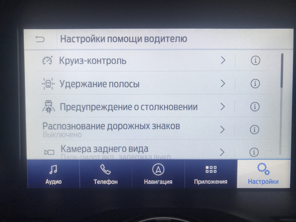 Активація розділу Допомога водієві в Sync 5