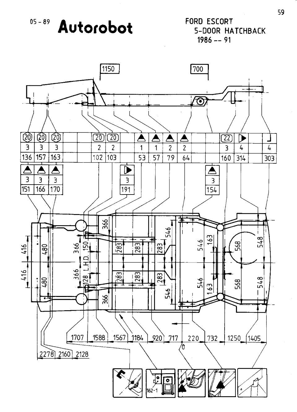 Кузовні розміри ford escort 2