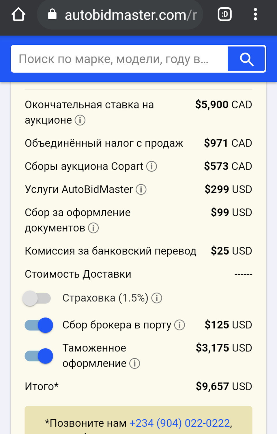 Кінцева вартість після розмитнення в різних країнах 2