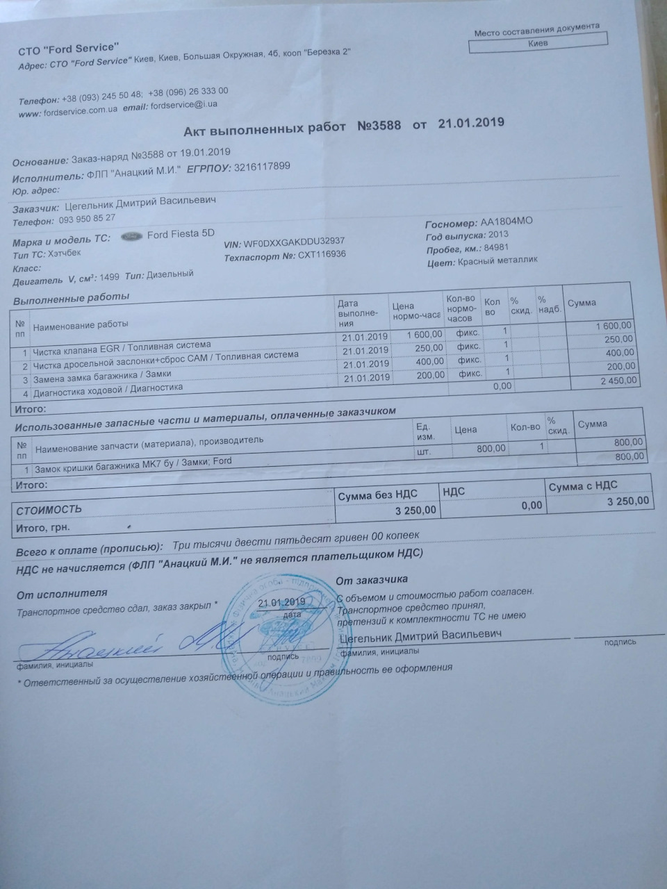 Чистка ЄГР і ремонт замку багажнику + огляд ходової 1