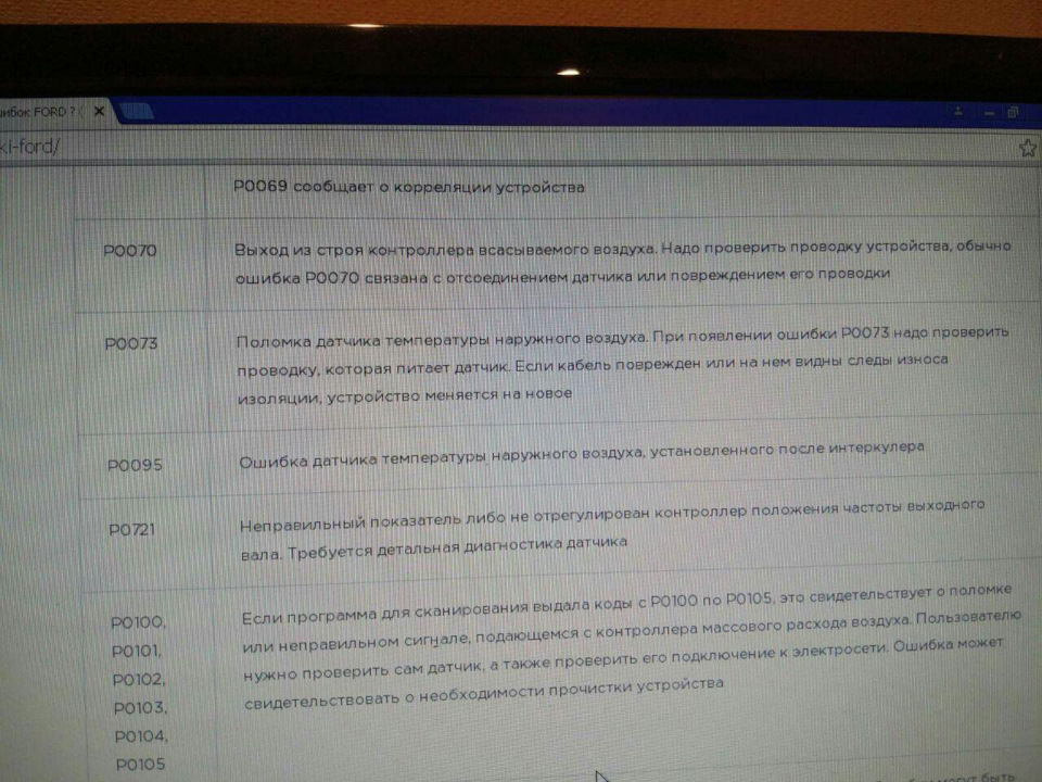 Помилка Р0073 датчик зовнішньої температури AAT 2