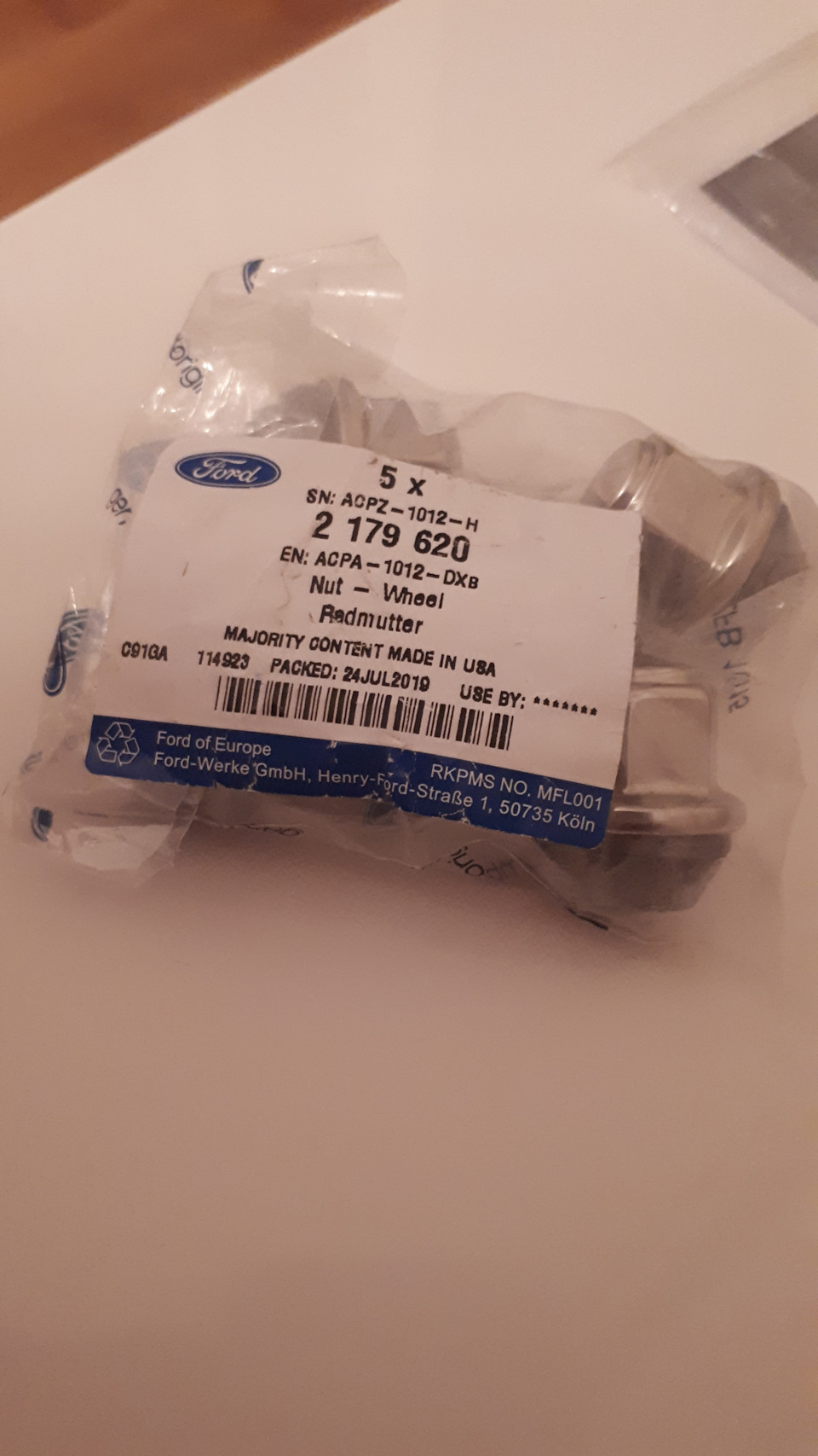 45.Ford Fusion (America) SE 1,5T EcoBoost: Гайка колісна закрита хромована (M12x1,5мм). 3