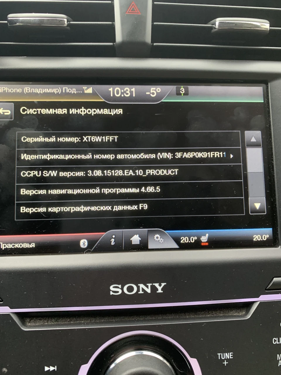 Карти F9 (2020) на Sync 2