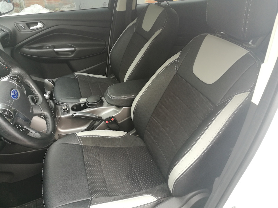 Авточохли на Ford Kuga (еко шкіра + алькантара) 2
